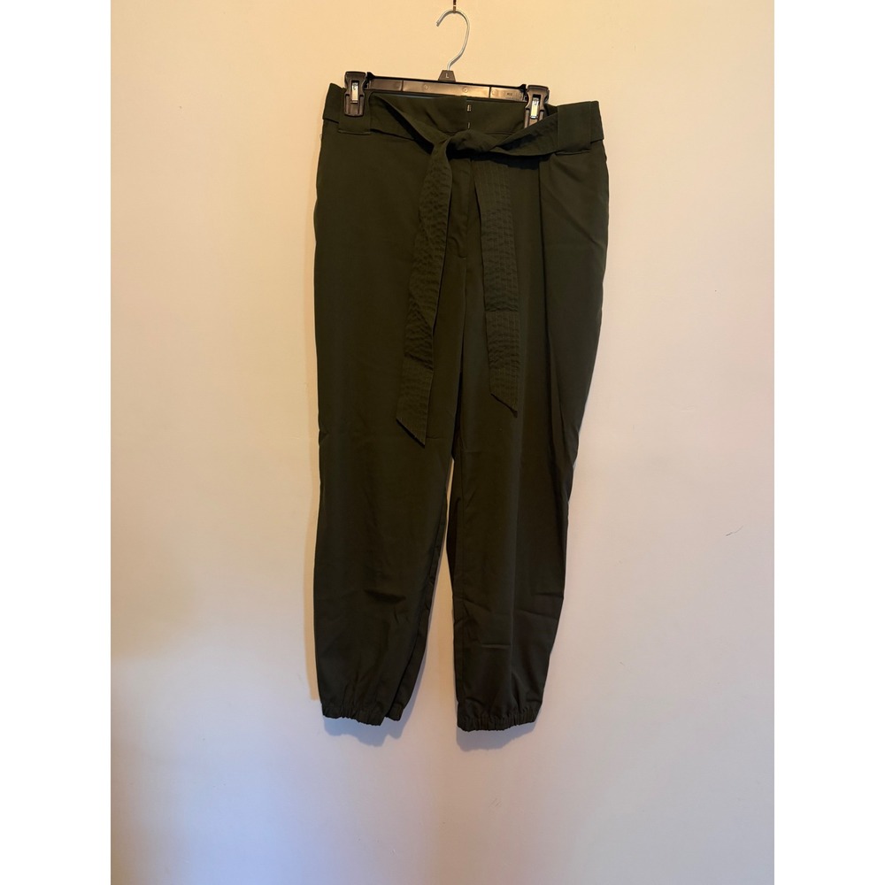 The Limited Women Olive Green Tie Waist Jogger Pants Size 14 Tapered Utility Leg